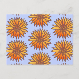 Carte Postale Motif de tournesol de coupe de bois