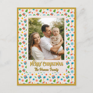 Carte Postale Motif de vacances de Noël personnalisé élégant