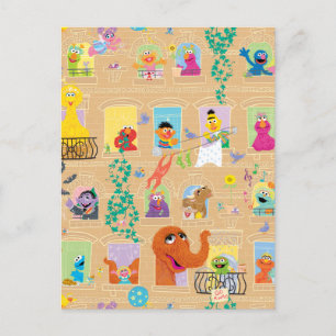 Carte Postale Motif des fenêtres d'appartement de Sesame Street