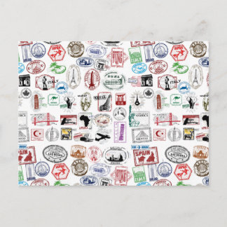 Carte Postale Motif des timbres de voyage