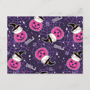 Carte Postale Motif d'Halloween avec des chats mignons et des ci