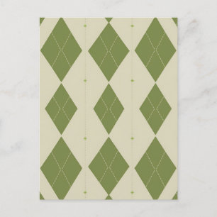 Carte Postale Motif diamant Argyle vert olive