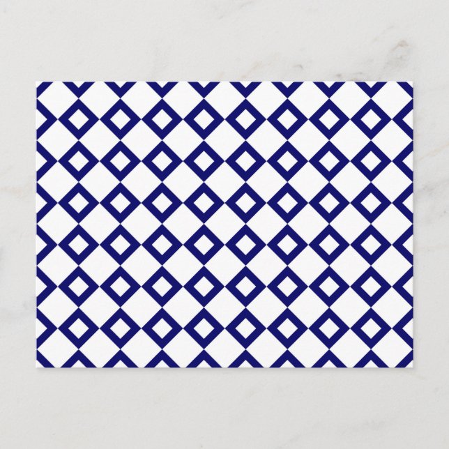 Carte Postale Motif diamant blanc et marine (Devant)