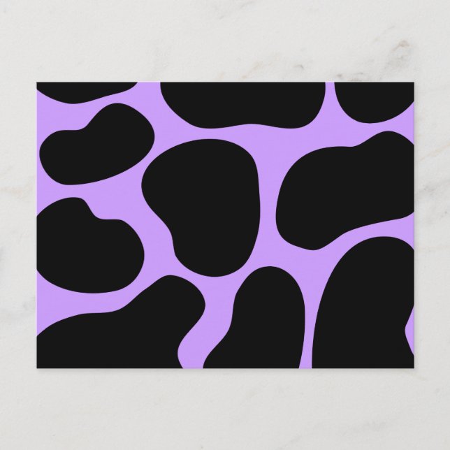 Carte Postale Motif d'impression de vache noire et violette. (Devant)