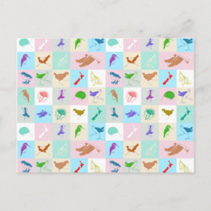 Carte Postale Motif d'oiseau pop art