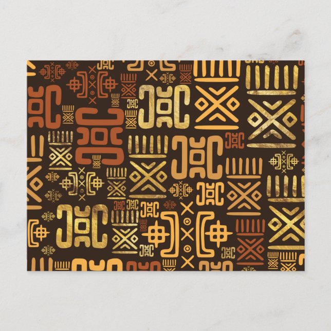Carte Postale Motif d'origine africaine- marron et or #8 (Devant)