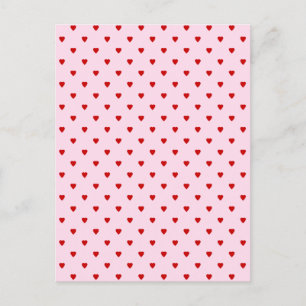 Carte Postale Motif doux de coeur rouge sur rose.