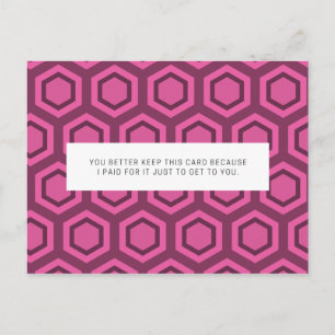 Carte Postale Motif drôle rose et violet