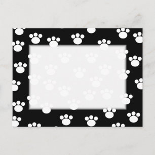 Carte Postale Motif Empreinte de patte animal noir et blanc.