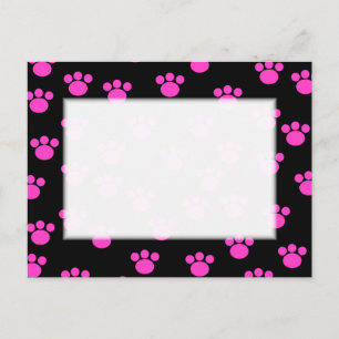 Carte Postale Motif Empreinte de patte rose et noir.