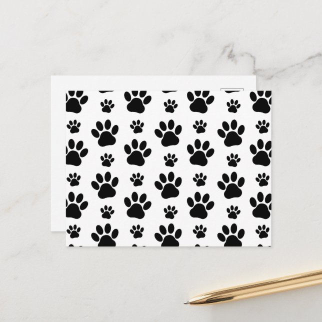 Carte Postale Motif Empreintes de Pattes, Pattes de Chien, Empre (Devant/Arrière en situation)