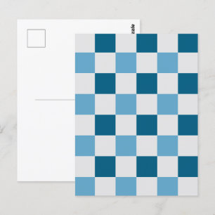 Carte Postale Motif en damier blanc et bleu