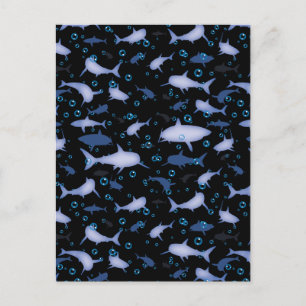 Carte Postale Motif en silhouette de requin noir et bleu