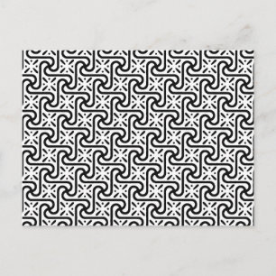 Carte Postale Motif en tuiles égyptiennes, noir et blanc