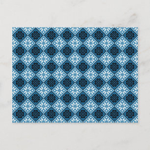 Carte Postale Motif estonien bleu noir et blanc Mitten
