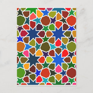 Carte Postale Motif étoile multicolore - Peinture en soie inspir