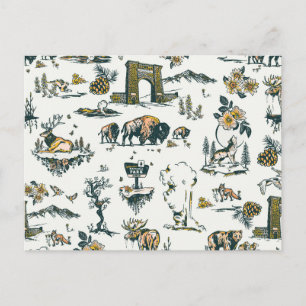Carte Postale Motif faunique du parc national Yellowstone