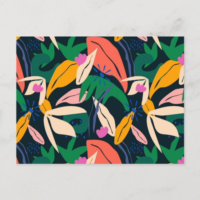 Carte Postale Motif feuille coloré (Devant)