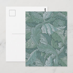 Carte Postale Motif feuille d'acanthe bleu sarcelle de William M