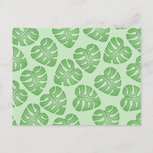 Carte Postale Motif Feuille verte, Feuilles Monstera.