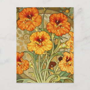 Carte Postale Motif floral Art Nouveau de capucine