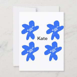 Carte Postale Motif floral bleu aquarelle ajouter nom
