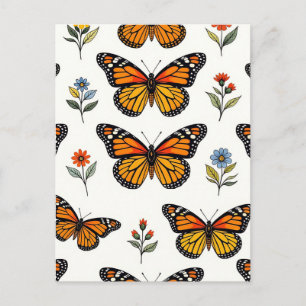 Carte Postale Motif floral de papillon monarque