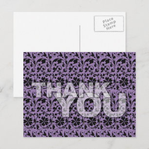 Carte postale motif floral Merci Violet