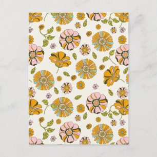 Carte Postale Motif floral rétro des années 70