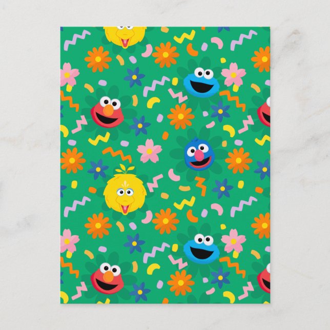 Carte Postale Motif floral vert de Sesame Street (Devant)