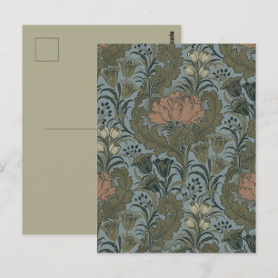 Carte Postale Motif floral victorien antique terre cuite sage