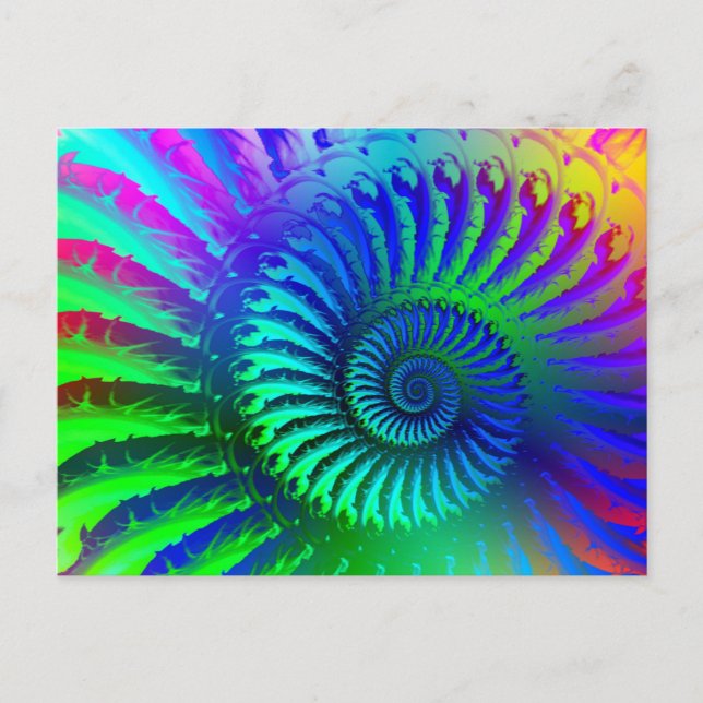 Carte Postale Motif fou bleu fractal (Devant)