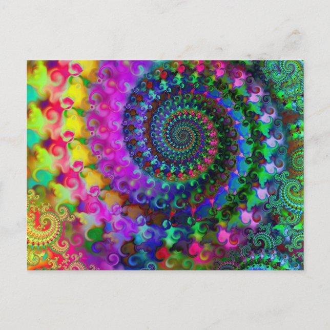 Carte Postale Motif fractal arc-en-ciel hippy (Devant)