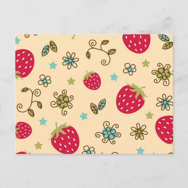 Carte Postale Motif fraise (Devant)