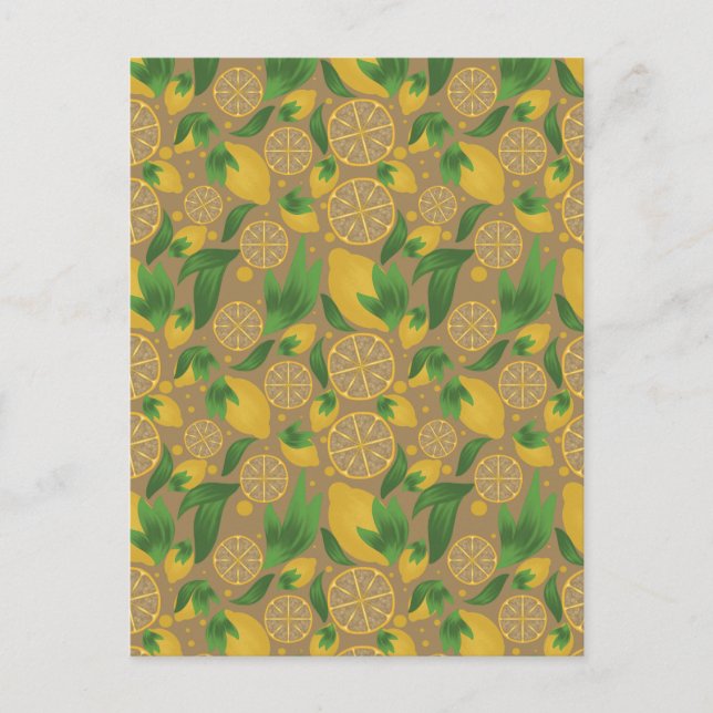 Carte postale Motif Fruit au citron couleur d'aqua (Devant)