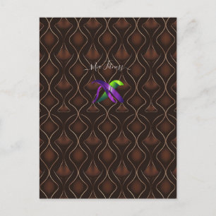 Carte Postale Motif géométrique Art Déco or marron élégant