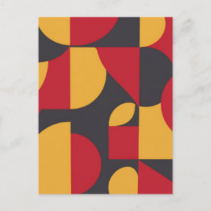 Carte Postale Motif géométrique gras rouge jaune gris du milieu
