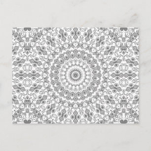 Carte Postale Motif Géométrique Mandala Gris