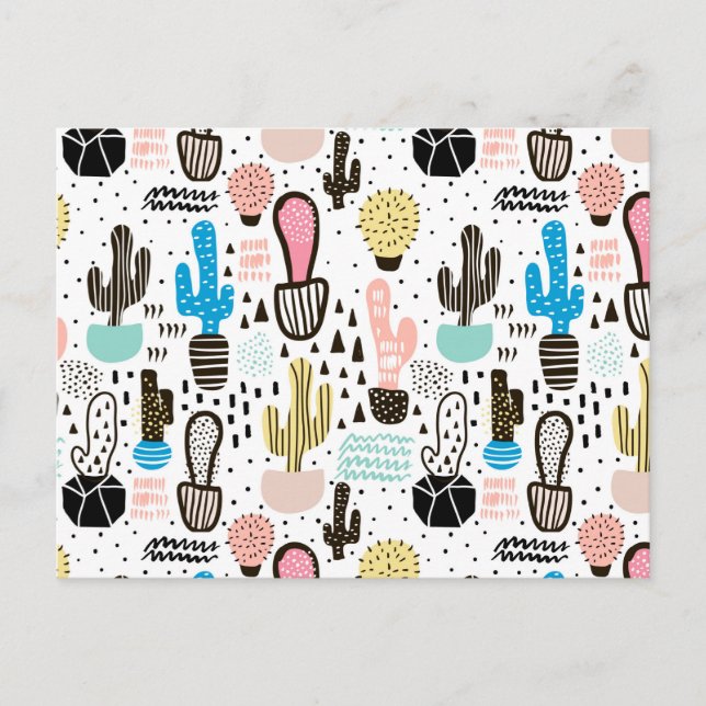 Carte Postale Motif géométrique moderne Cactus (Devant)