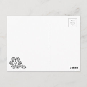 Carte Postale Motif graphique crochet fleurs et feuilles