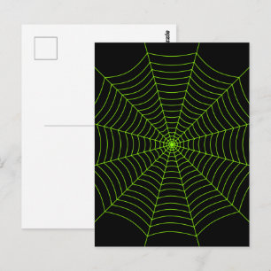 Carte Postale Motif Halloween toile d'araignée vert néon noir