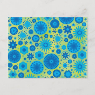 Carte Postale Motif Hippy bleu et turquoise