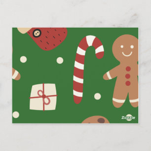 Carte Postale Motif homme de pain d'épices de Noël