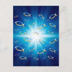 Carte Postale Motif Ichthus   Symbole de poisson chrétien
