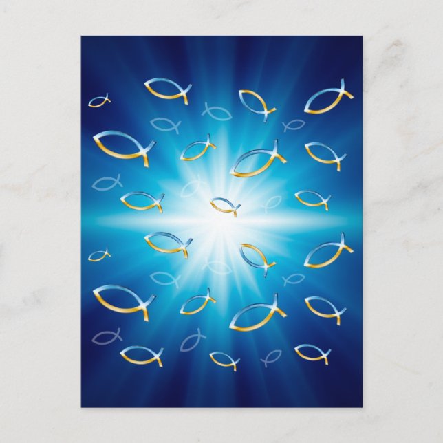 Carte Postale Motif Ichthus | Symbole de poisson chrétien (Devant)