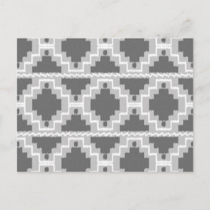 Carte Postale Motif Ikat Aztec - gris foncé et clair / gris