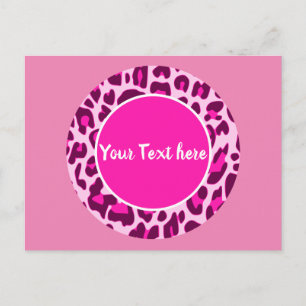 Carte Postale Motif imprimé animalier léopard Cercle Mode Rose