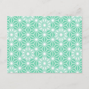 Carte Postale Motif japonais Asanoha - aqua clair