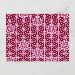 Carte Postale Motif japonais Asanoha - bordeaux