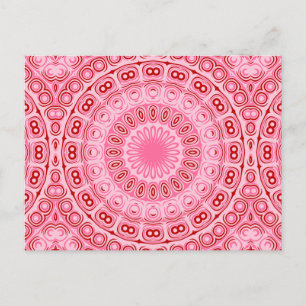 Carte Postale Motif Mandala Rouge et Rose